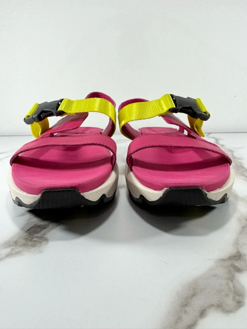 Sorel Kinetic Impact Leather Neon Strap Sporty Chunky Platform Sling Sandals 7.5 - Picture 4 of 12